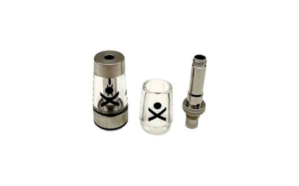 the dabX go-cart package contents; an assembled go-cart, spare glass, and a spare atomizer